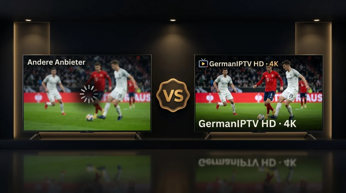 IPTV Anbieter Vergleich – GermanIPTV HD in 4K gegen andere IPTV Anbieter mit Buffering